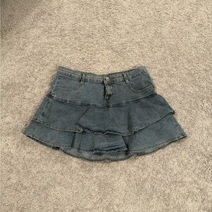 Mini Denim Ruffle Skort Skirt